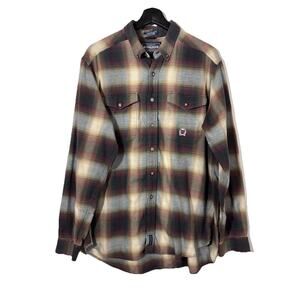 Rough Stock Panhandle Slim Shirt Mens L Plaid Button Down Western Long Sleeve
